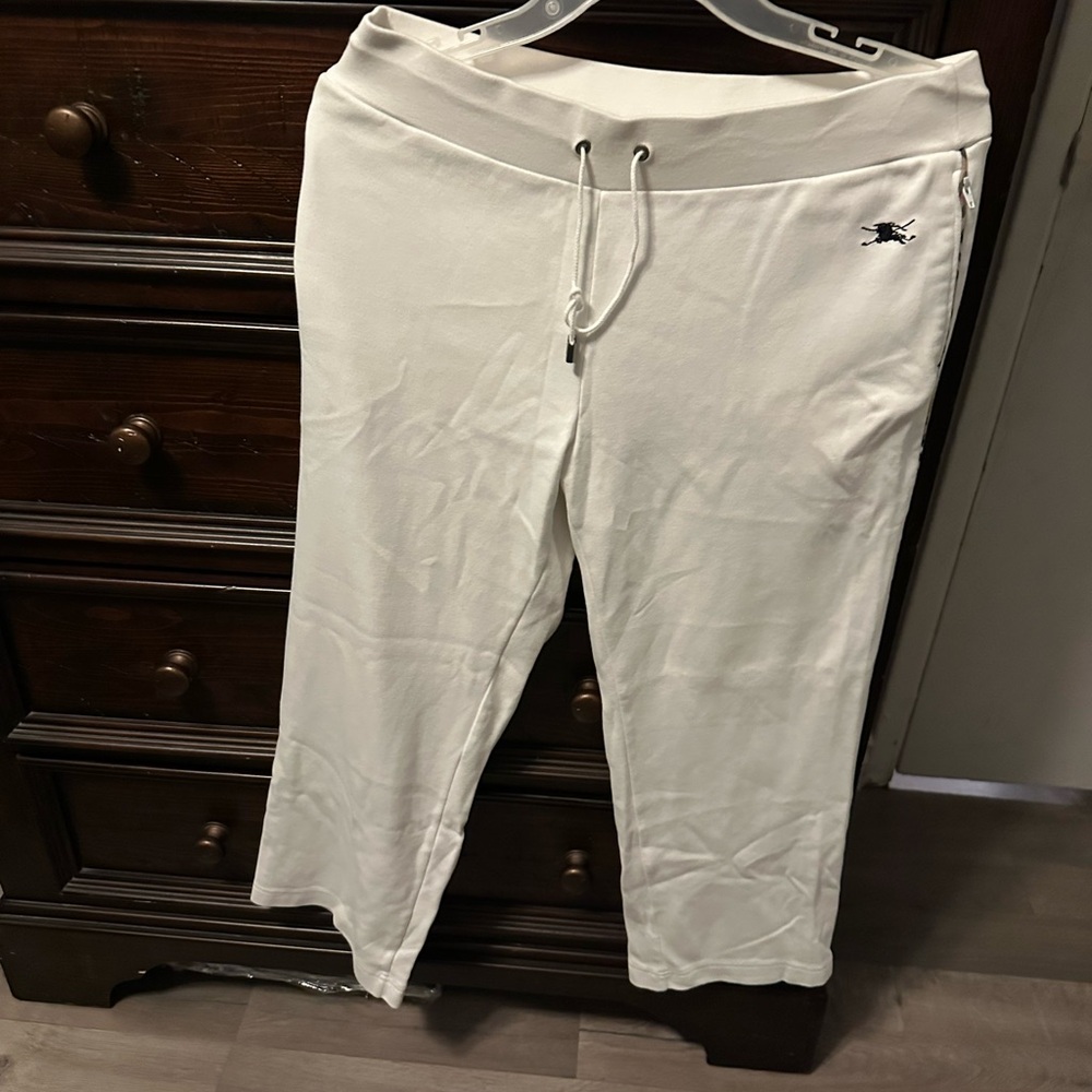 Burberry White Jogger Pants with Logo